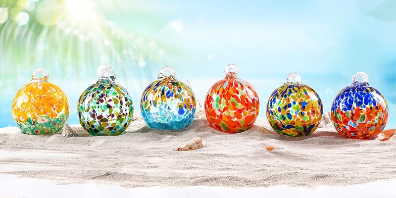 EUSTUMA Hand Blown Glass Witch Ball,Glass Ball Ornament Hanging Garden Gazing Ball Indoor Outdoor Home Décor. (2) - Image 5